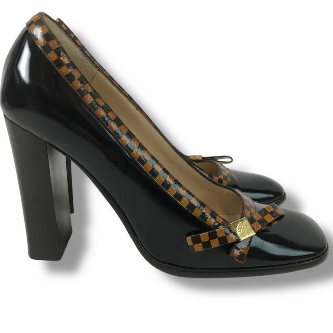 Louis Vuitton Shoes Pumps Heel Damier EU 36.5 US 6.5 Patent Leather Authentic thumbnail 4