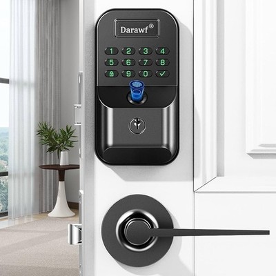 Fingerprint Door Lock with 2 Lever Handles - Keyless Entry Door Lock, Electro...