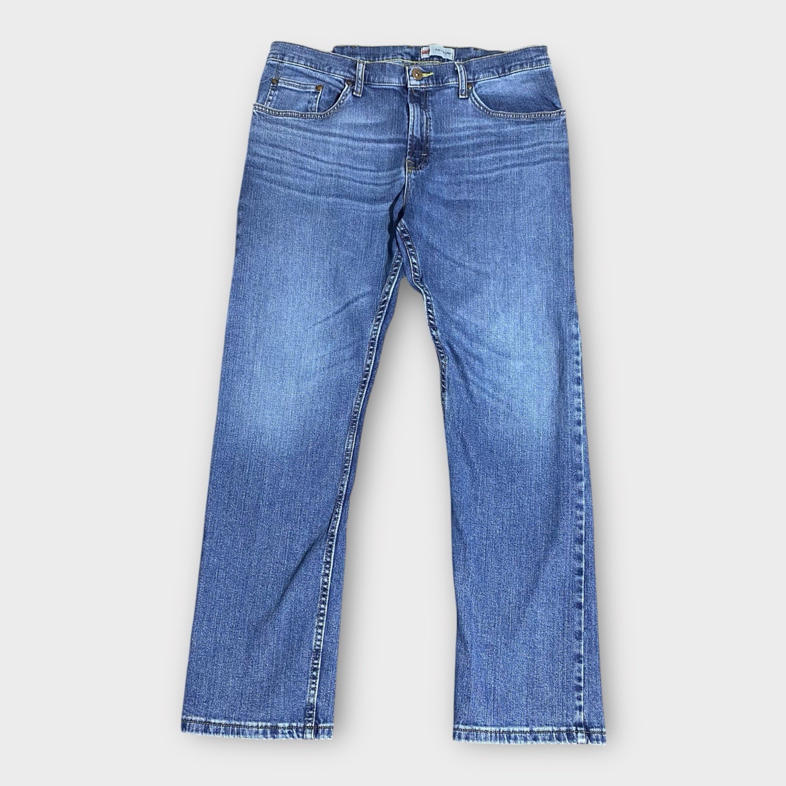 Wrangler Jeans Mens 36x30 Blue Denim Western Slim Straight Fit Rodeo Work Pants