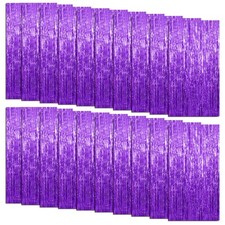 20 Pack Foil Curtain Backdrop Purple Metallic Tinsel Foil Fringe Curtains Pho...