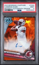 2023 BOWMAN UNIVERSITY CHROME SAPPHIRE PRSPCT AUTO #CWA CAMERON WARD 18/25 PSA 9