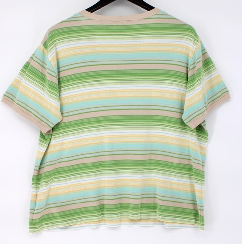 Erika Top Damen 2X Grün Streifen Kurzarm Rundhals T-Shirt Freizeit - Bild 2 von 4