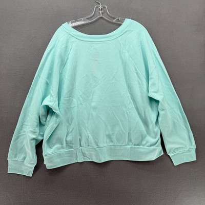 Colsie Pajama Sweatshirt Womens 2X Pastel Aqua Raglan Sleeve Loungewear NWT
