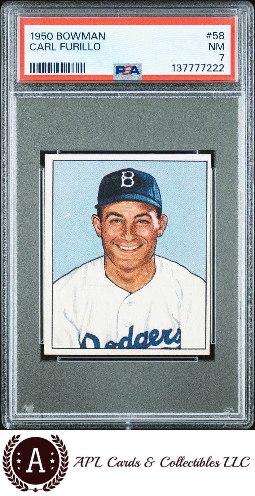 1950 Bowman #58 Carl Furillo PSA 7