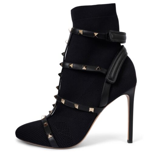 70267 auth VALENTINO black 2018 BODYTECH 105 ROCKSTUD Ankle Boot Shoes 41 - 第 3/7 張圖片