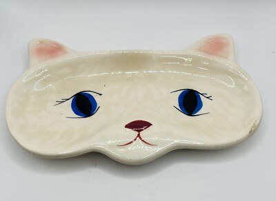 Ceramic Tray Hand Painted Cat Face for Glasses/Keys/Change