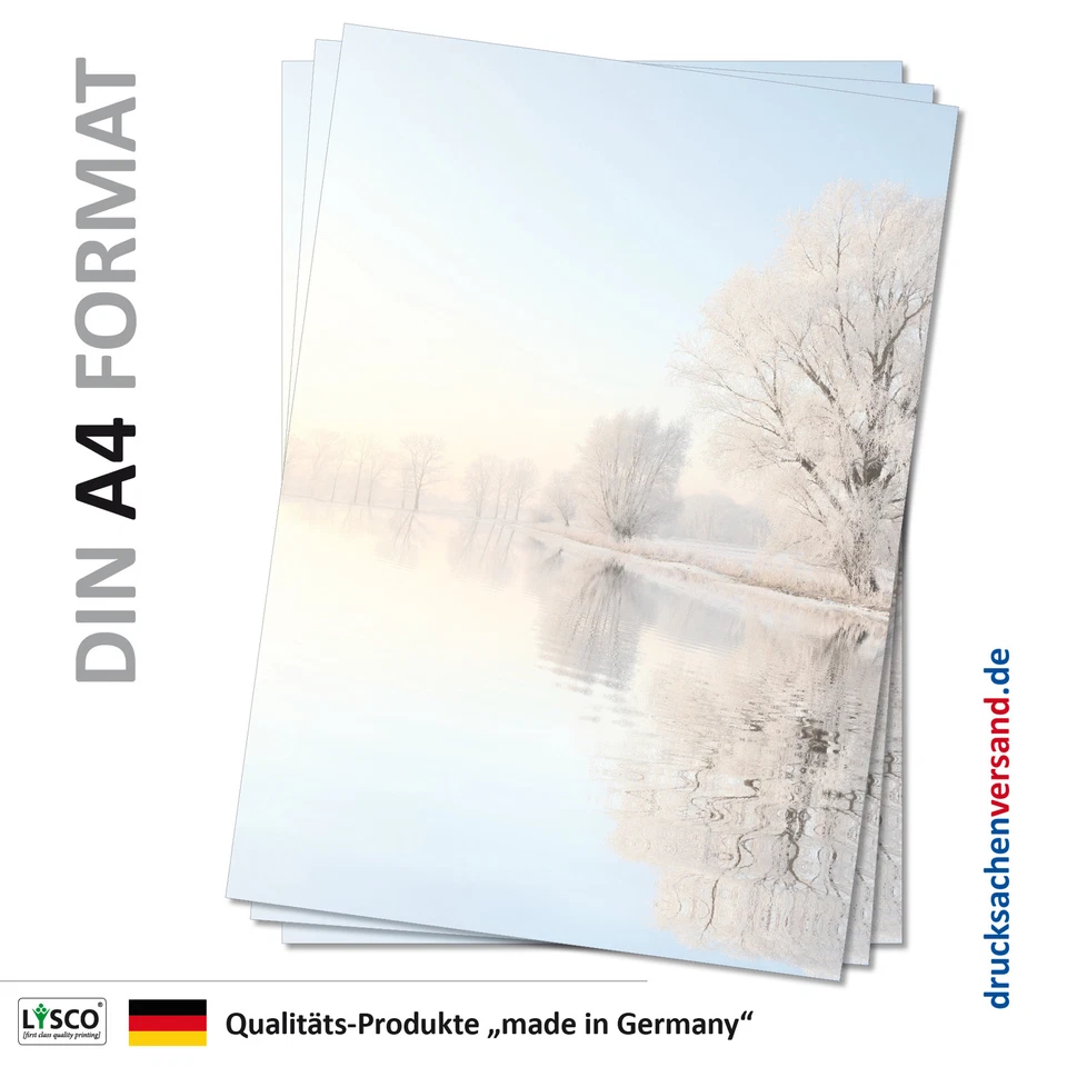 LYSCO® Motivpapier Briefpapier (Wintersee-5061 A4 100 Blatt) Winter See vereiste Bäume