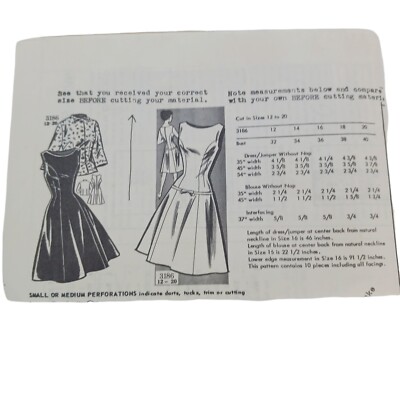 Vtg Mail Order Ladies Iris Lane Design Empire Waist Dress Cut Pattern  1950's | eBay