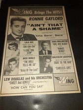 Ronnie Gaylord, Lola Dee, Nick Noble Original 1955 Wing Promo Poster Ad Framed