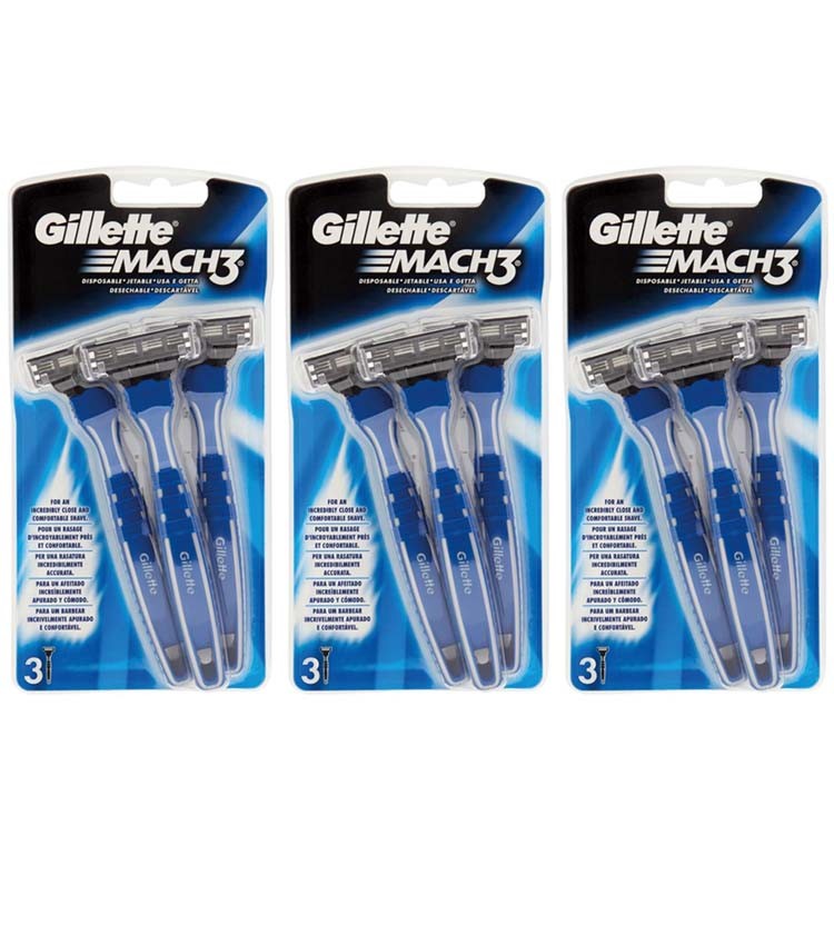 9pz Gillette Mach 3 Rasoio tre lame monouso lamette barba