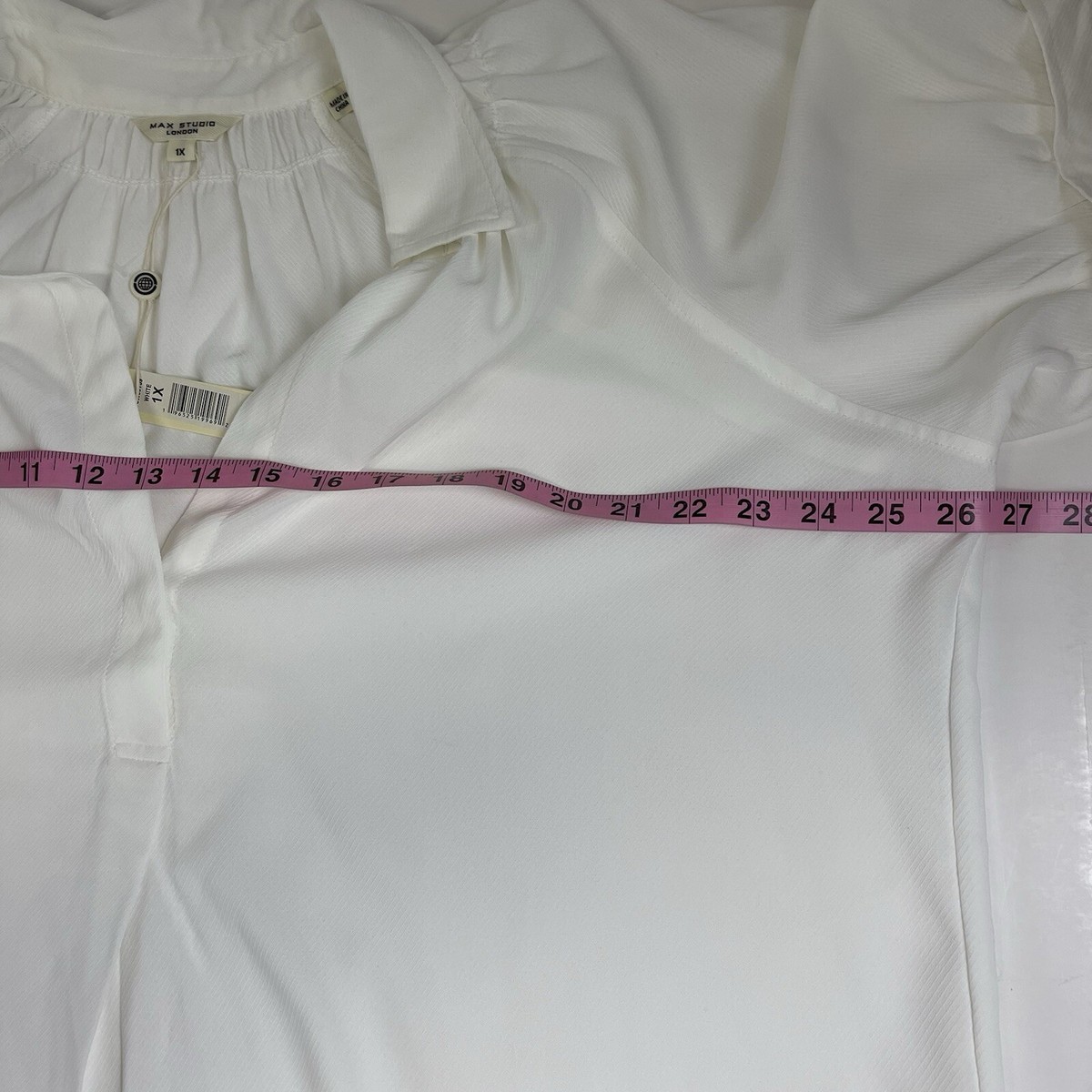 Max Studio London Blouse Womens 1X White Short Sleeve NWT NEW | eBay