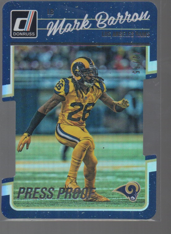 MARK BARRON 2016 DONRUSS PRESS PROOF DIE CUT CARD #159 /75