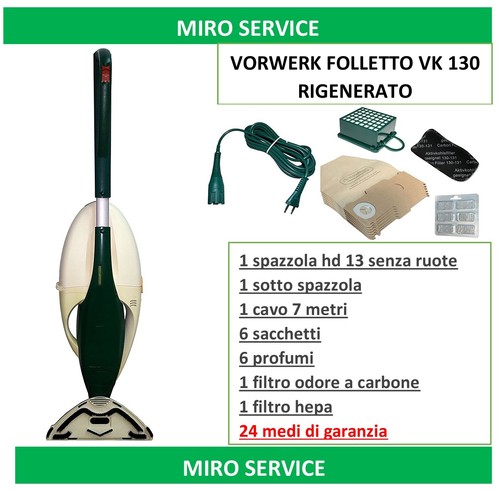 Scocca Folletto Vk 150 Aspirapolvere Folletto VK140 Vorwerk Ricondizionato - Verde - Completo Di Accessori E Garanzia Spazzola Folletto HD 40 - Foto 4