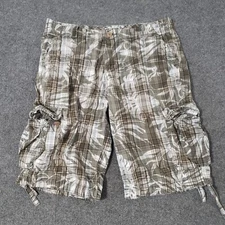 route 66 cargo short mens 38 palm pattern plaid draw strings FLAW