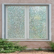 3D Square 019NAO Window Film Print Sticker Cling Stained Glass UV Block Fay