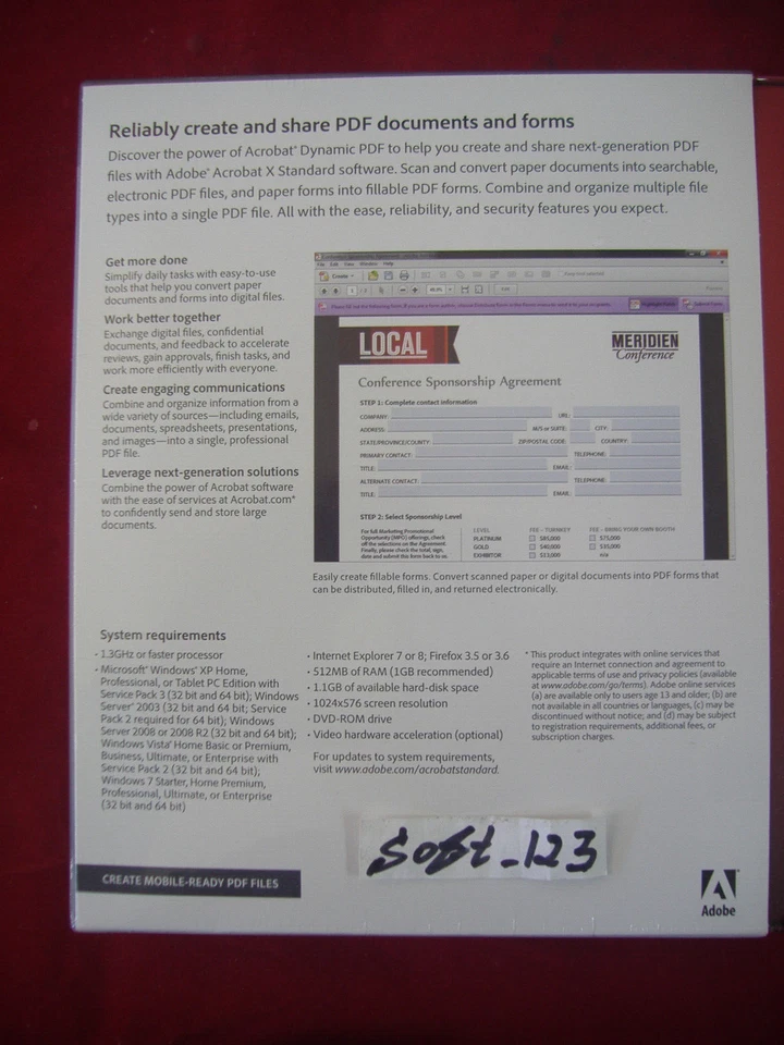 Adobe Acrobat X 10 Standard Full Version for Windows Licensed for 2 PCs=SEALED= - Image 3 of 4