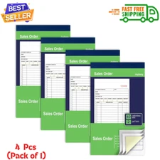 4 Pack Receipt Book, 4.17inx7.2in Receipt Book with Carbon Copies, 2-Part ...