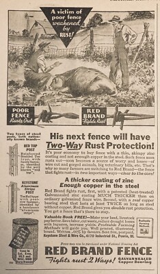 1935 AD.(XH23)~KEYSTONE STEEL & WIRE CO. PEORIA, ILL. RED BRAND FARM FENCE