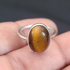 Natural Tiger Eye 925 Sterling Silver Handmade Tiny Ring All Sizes Available