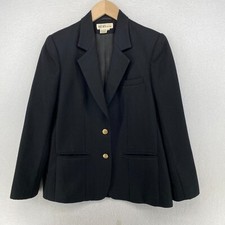 BELIER ROCHE Blazer Womens 8 M Worsted Wool Notch Two-Button Black Vintage