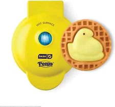 PEEPS x Dash Bunny Mini Waffle Maker, 4" Non-Stick, yellow, for Waffles