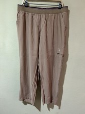 TOMMY HILFIGER Women Khaki Tan Pull-On Straight Cargo Pants XL Viscose Blend P4
