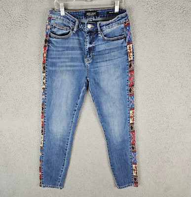 Judy Blue Jeans Womens 29 Blue Relaxed Fit Aztec Pull On High Rise Stretch BOHO