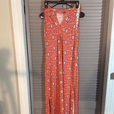Coral V-Neck Sleeveless Wrap Maxi Dress by (Ellie Kai) size M