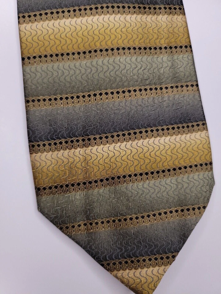 Corbata formal para hombre Carlos Devenezia 60"Lx3,75"W verde/marrón Foto 2 de 4