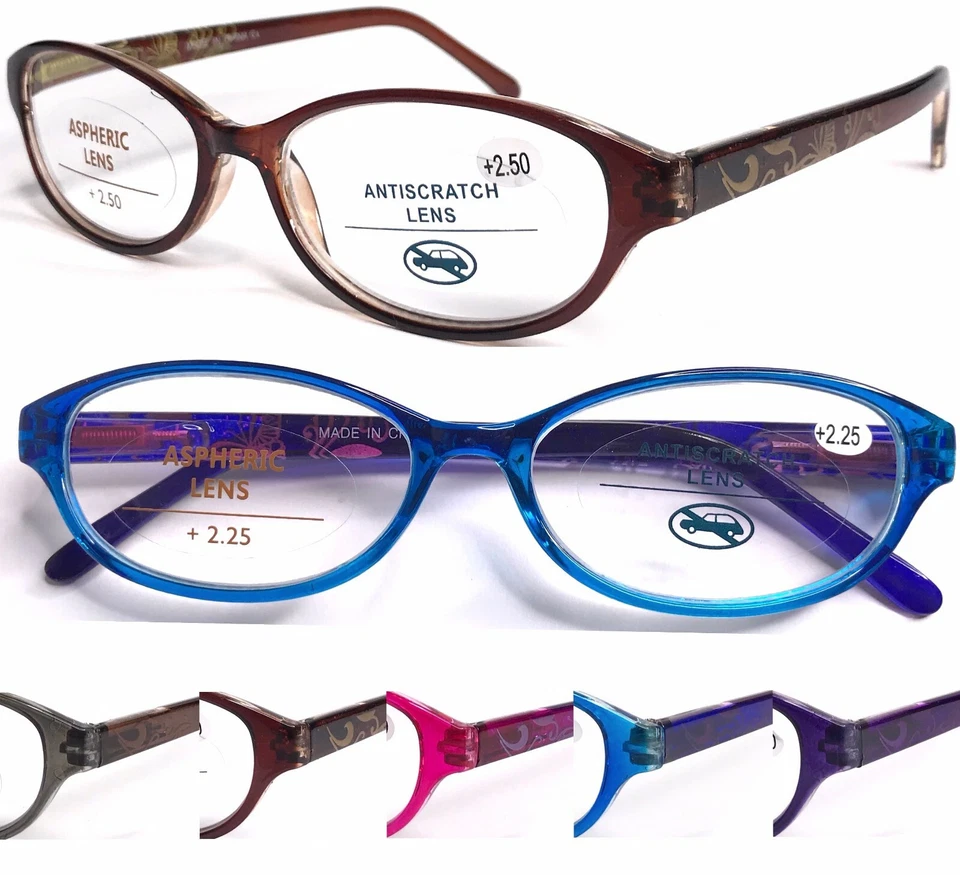 Reading Glasses +3.00 Graceful Womens Style Spring Hinge Retro Pattern Arms L374