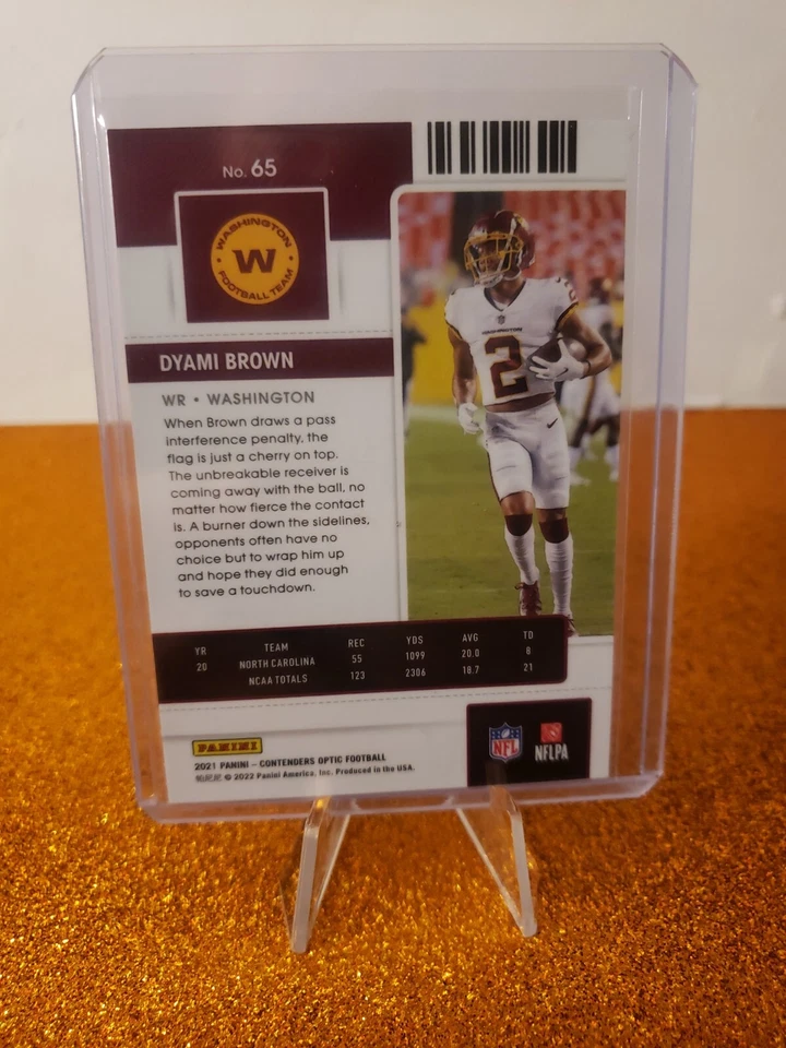 DYAMI BROWN 2021 PANINI CONTENDERS OPTIC FOOTBALL ROOKIE TICKET WASHINGTON 🔥 - Image 2 of 2