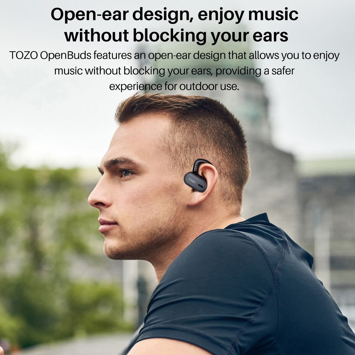 TOZO OpenBuds True Wireless Earbuds Open Ear Sport Headphones Dual-Axis  Adjust