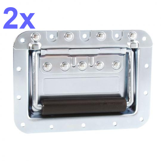 2x Klappgriff Groß Gefedert In Einbauschale 14 Mm Tief Adam Hall