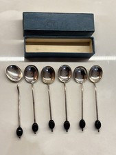 EPNS Silver Plate Coffee Bean Teaspoons Antique x 6 19th Century