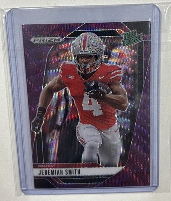 Panini 2025 Prizm Draft Picks Jeremiah Smith Rated Prospect Purple Ray Wave #160