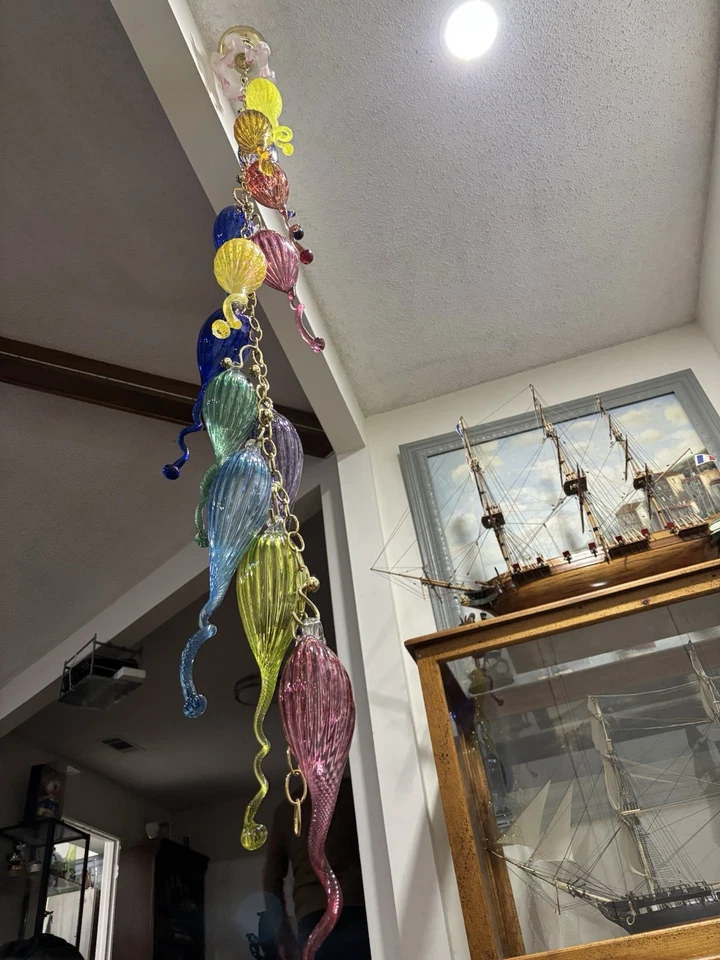  Unique Design Chihuly Style Handmade Blown Glass Chandeliers . - Image 3 of 4