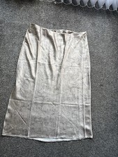 4th & Reckless Beige Marble Print Satin Maxi Skirt Plus Uk24 Casual Smart Party