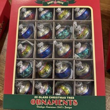 20 Shiny Brite Radko Christmas Ornaments Rounds Fancy Small Decorative Bright