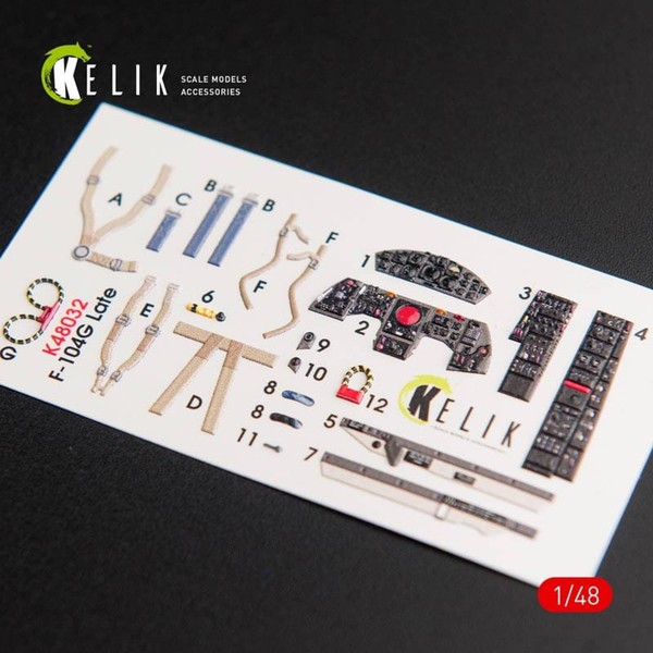 F-104G Starfighter Late Type Interior 3D Decals For Hasegawa Kit / 1:48-image