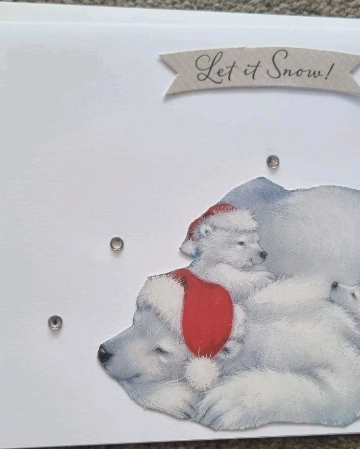 Handmade Let It Snow, Polar Bear Blank  Christmas Card - Image 3 of 4