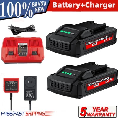 18V For Milwaukee For M18B5 3.5Ah Battery Lithium Extended 48-11-1828 /Charger