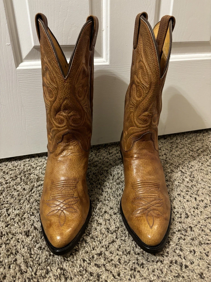 VTG Olathe Boot Company Honey Brown Calfskin Leather Western Boots Men Sz 8.5 Olathe Men main image 4
