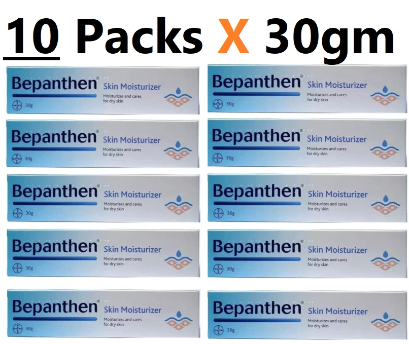 Bepanthen Moisturizing Cream and cares for dry Skin  10 Packs X 30gm
