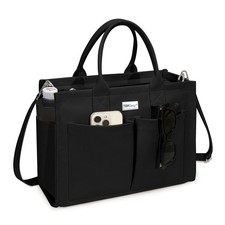Heavy-Duty Canvas Tote Bag for Women, Adjustable Crossbody Handbag with 9 Poc...