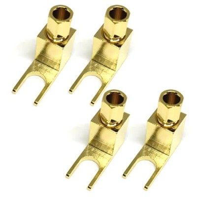 4pcs Gold Plated Copper Spade Banana Fork plug Mcintosh Amp Eico tube Adapters