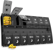XL Large Daily Pill Organizer 2 Times A Day Weekly 7 Days Pill Dispenser Case