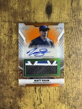 2025 Topps Chrome Pro Debut Matt Shaw jumbo Auto Relic Orange Refractor card /25