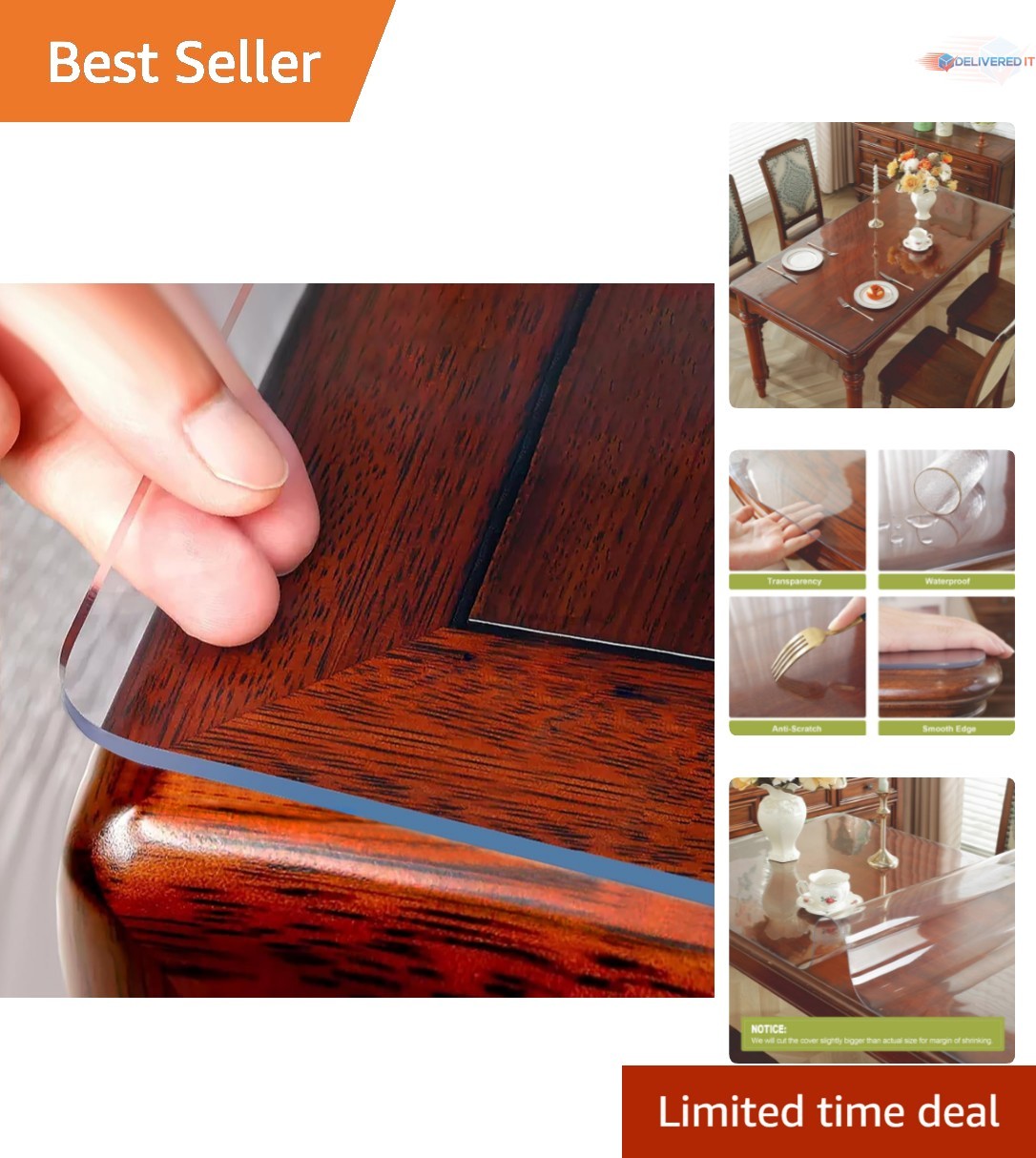 Crystal Clear 42x72 Inch Table Protector Mat - 2mm Thick, Wa