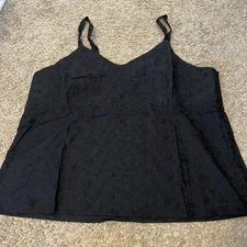 Venezia Tank Top Women 22 Blue Cotton Embroidered Floral VTG Y2K