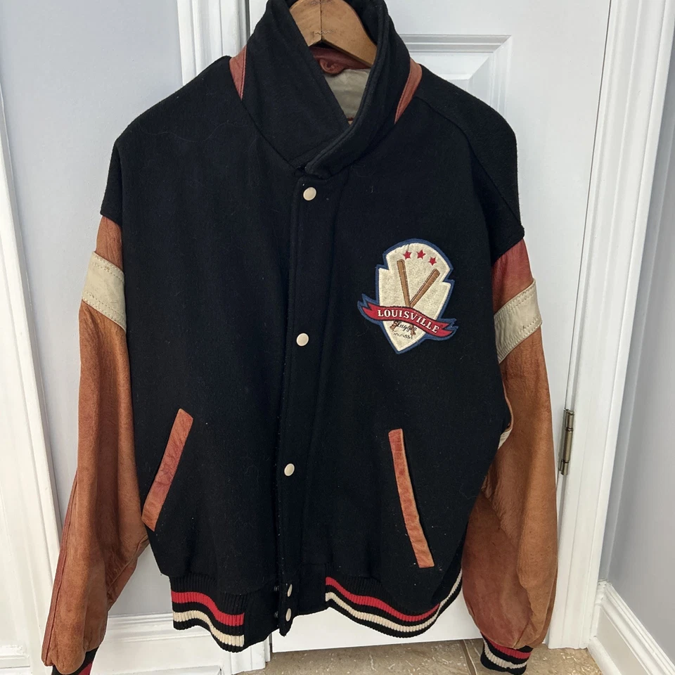 Vintage Louisville Slugger Bat Cooper Collections Varsity Jacket Sz M Leather - Image 2 of 4